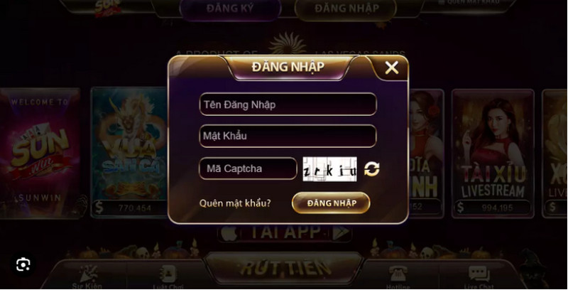 Quy trình để hội viên đăng nhập vào cổng game sunwin